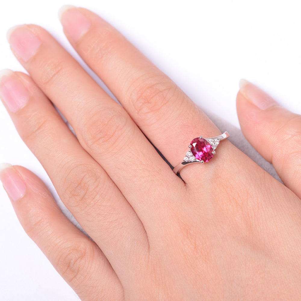 Oval Cut Ruby Engagement Ring For Girls - LUO Jewelry