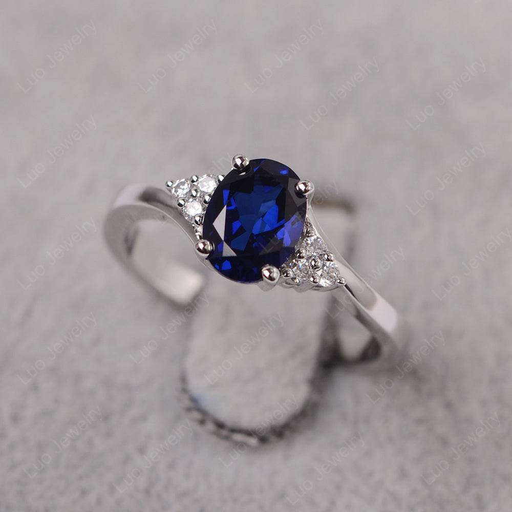 Oval Cut Lab Sapphire Engagement Ring For Girls - LUO Jewelry