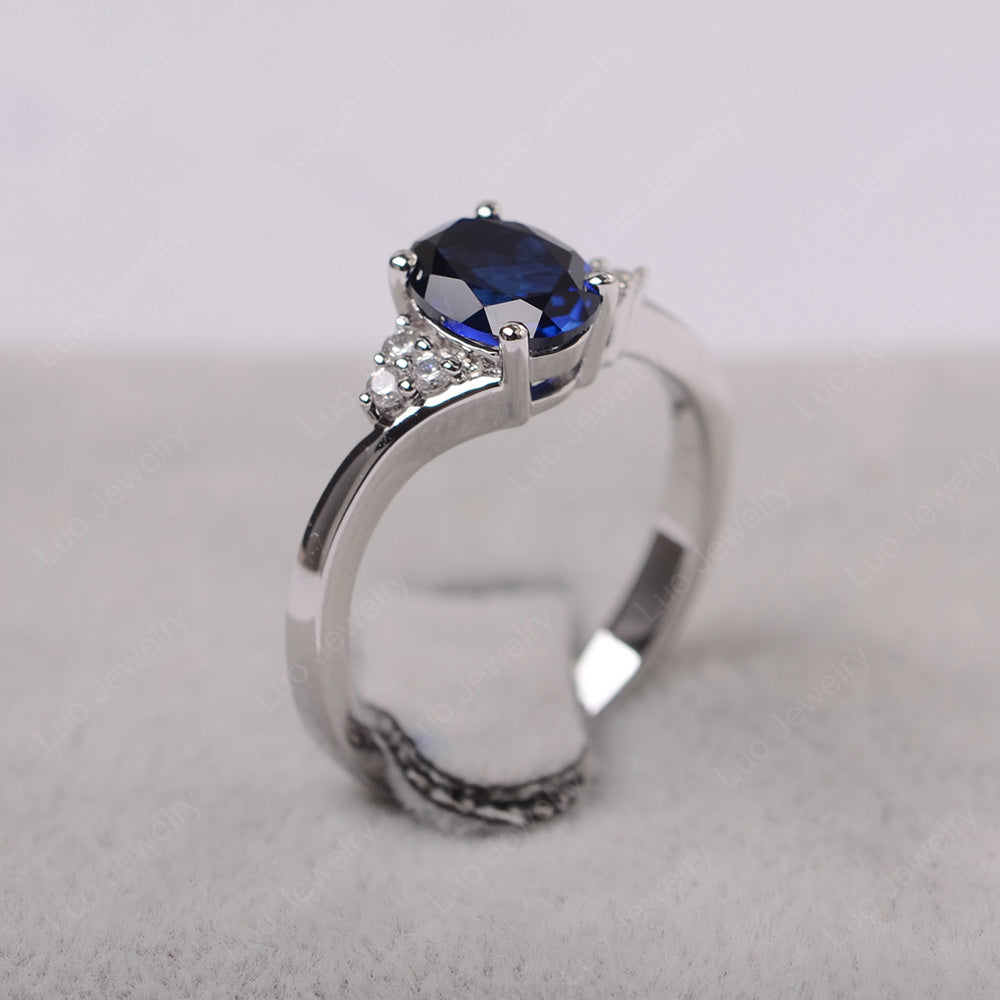 Oval Cut Lab Sapphire Engagement Ring For Girls - LUO Jewelry