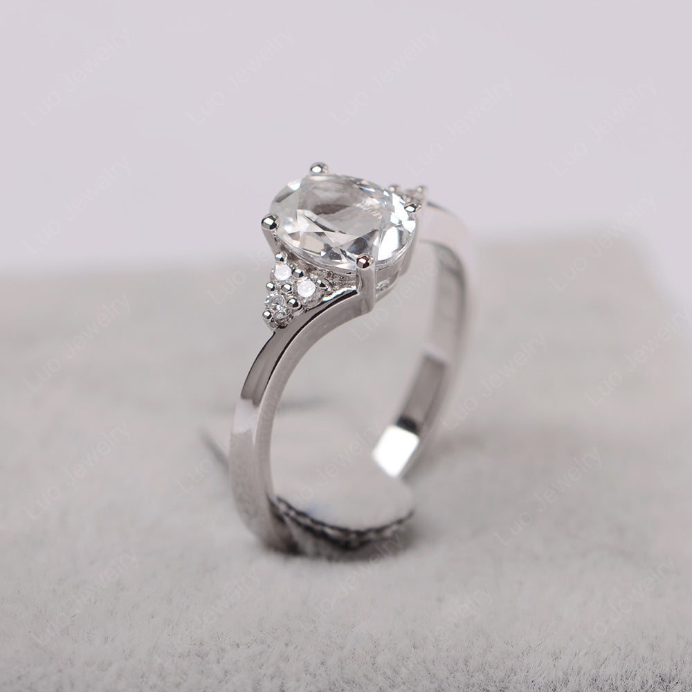 Oval Cut White Topaz Engagement Ring For Girls - LUO Jewelry