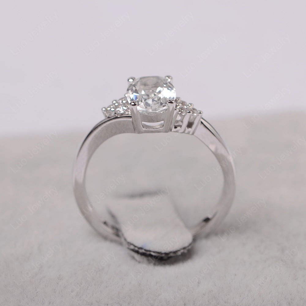 Oval Cut White Topaz Engagement Ring For Girls - LUO Jewelry