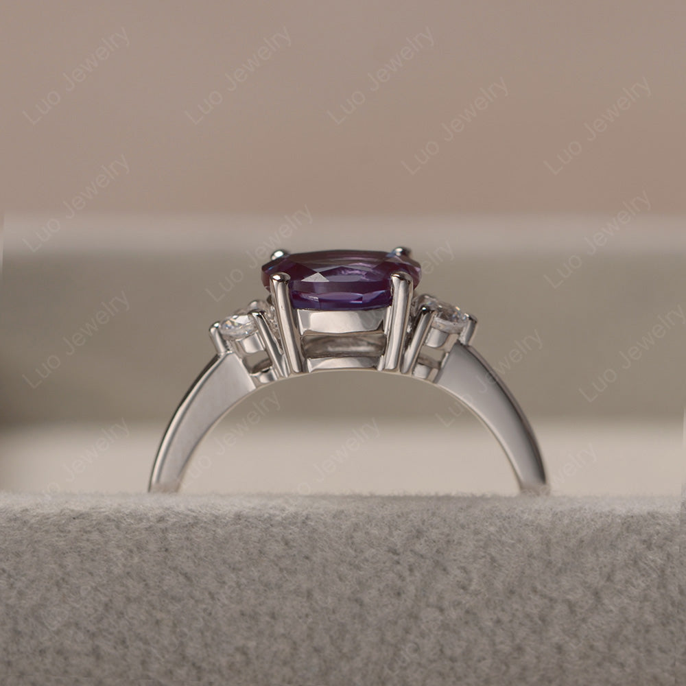Oval Cut East West Alexandrite Engagement Ring - LUO Jewelry