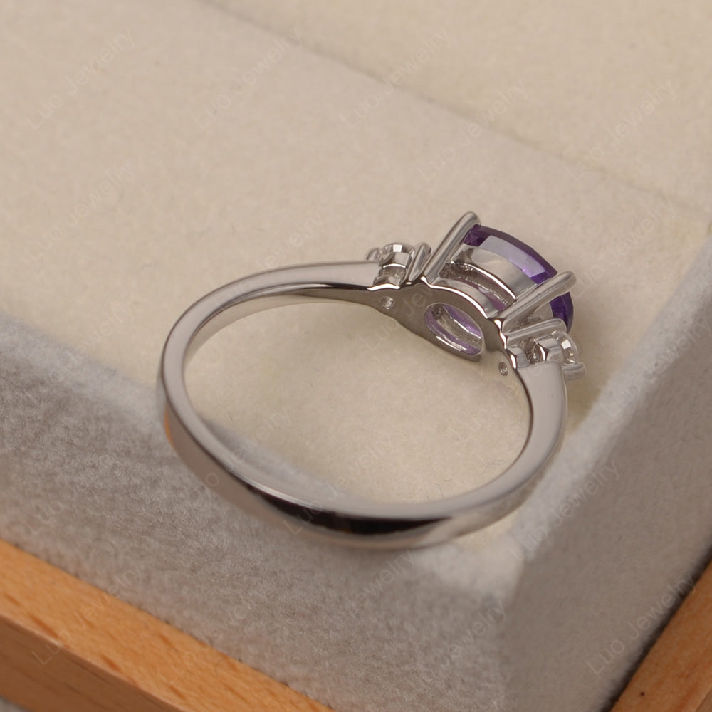 Oval Cut East West Amethyst Engagement Ring - LUO Jewelry