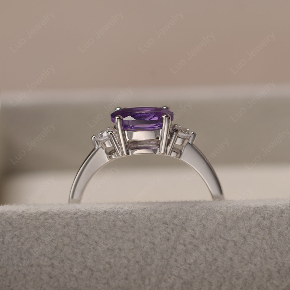 Oval Cut East West Amethyst Engagement Ring - LUO Jewelry