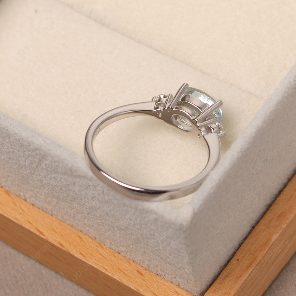 Oval Cut East West Aquamarine Engagement Ring - LUO Jewelry