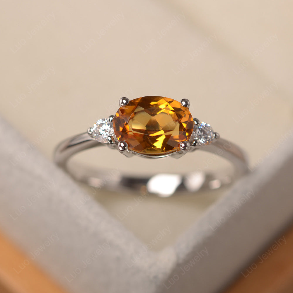 Oval Cut East West Citrine Engagement Ring - LUO Jewelry