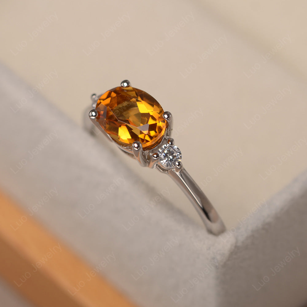 Oval Cut East West Citrine Engagement Ring - LUO Jewelry