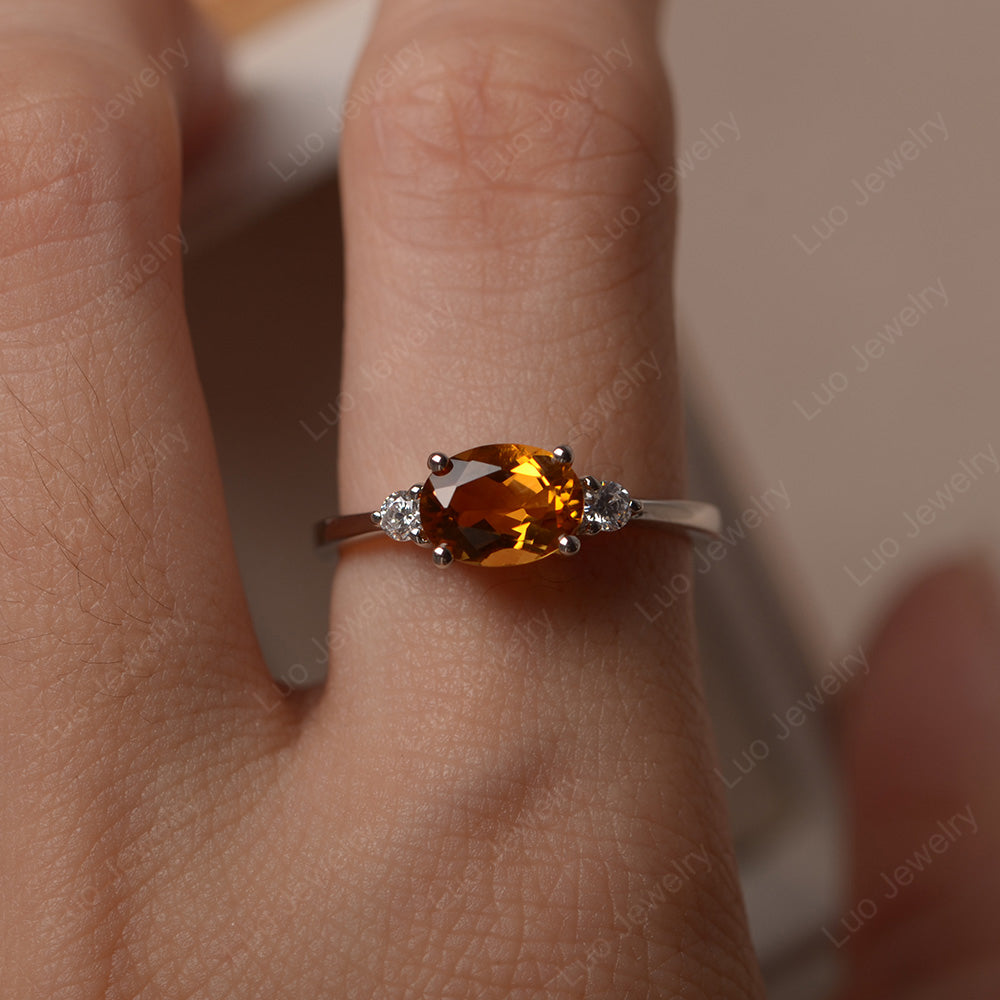 Oval Cut East West Citrine Engagement Ring - LUO Jewelry