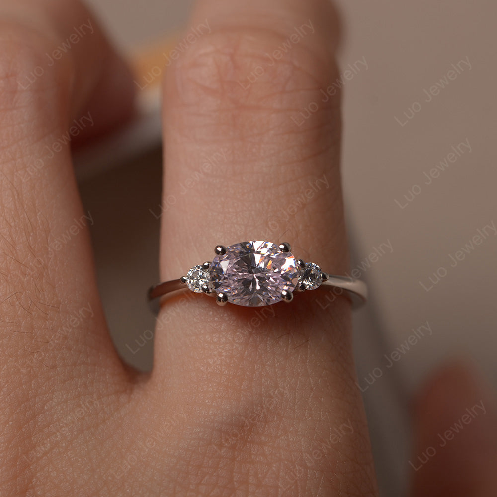 Oval Cut East West Cubic Zirconia Engagement Ring - LUO Jewelry