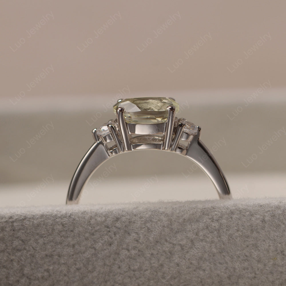 Oval Cut East West Green Amethyst Engagement Ring - LUO Jewelry
