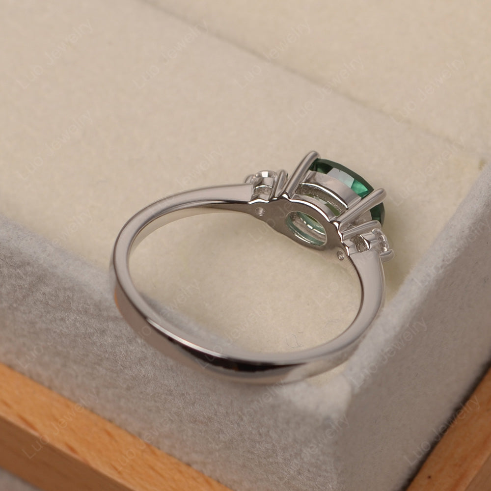 Oval Cut East West Green Sapphire Engagement Ring - LUO Jewelry