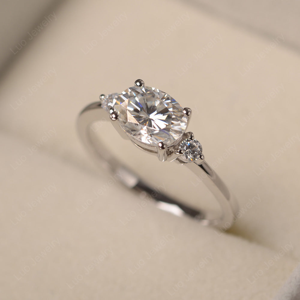 Oval Cut East West Moissanite Engagement Ring - LUO Jewelry