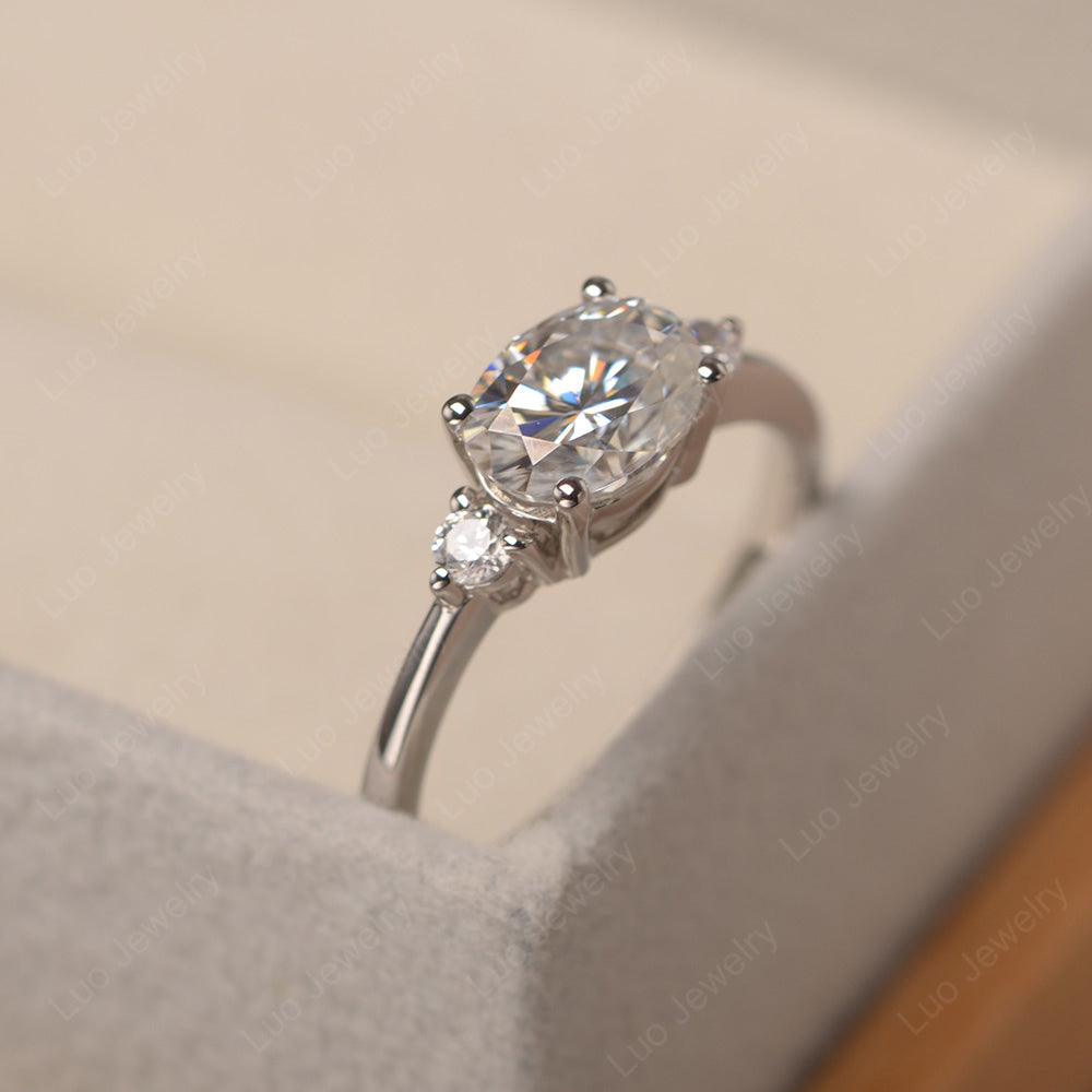 Oval Cut East West Moissanite Engagement Ring - LUO Jewelry