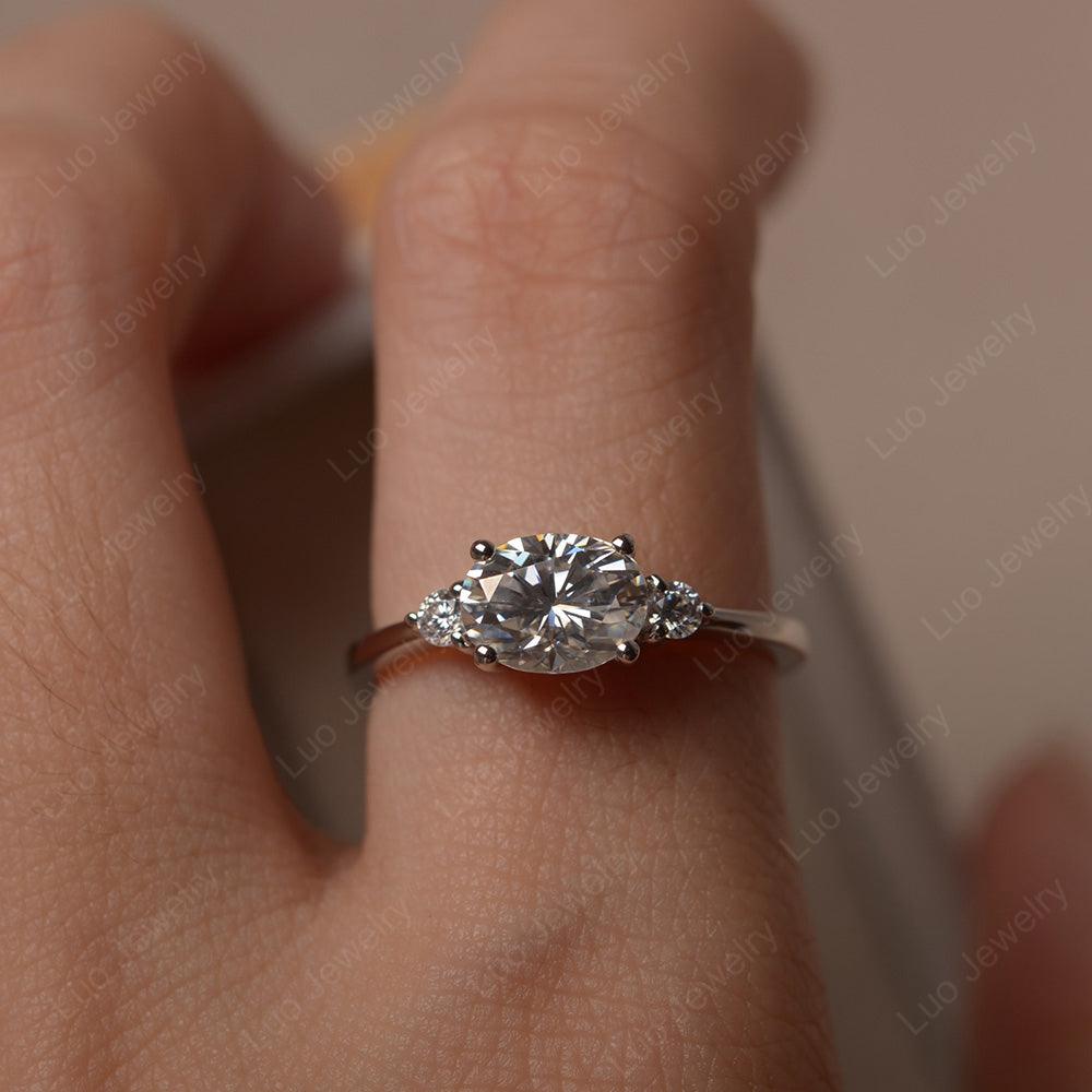 Oval Cut East West Moissanite Engagement Ring - LUO Jewelry