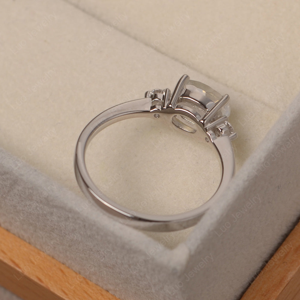 Oval Cut East West Moonstone Engagement Ring - LUO Jewelry