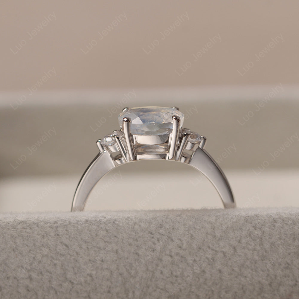 Oval Cut East West Moonstone Engagement Ring - LUO Jewelry