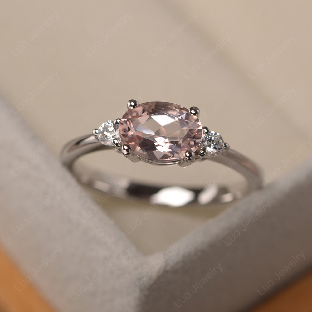 Oval Cut East West Morganite Engagement Ring - LUO Jewelry