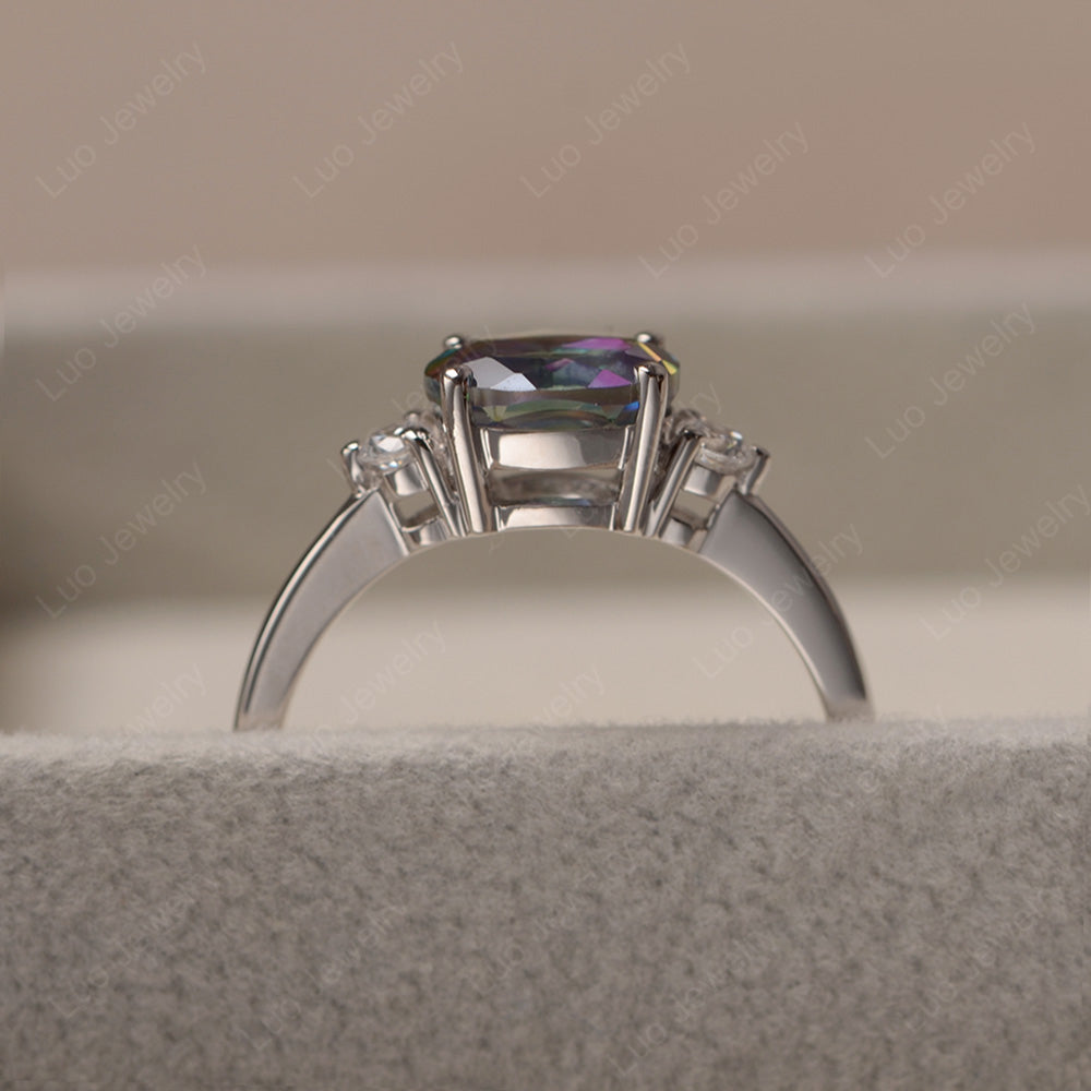 Oval Cut East West Mystic Topaz Engagement Ring - LUO Jewelry