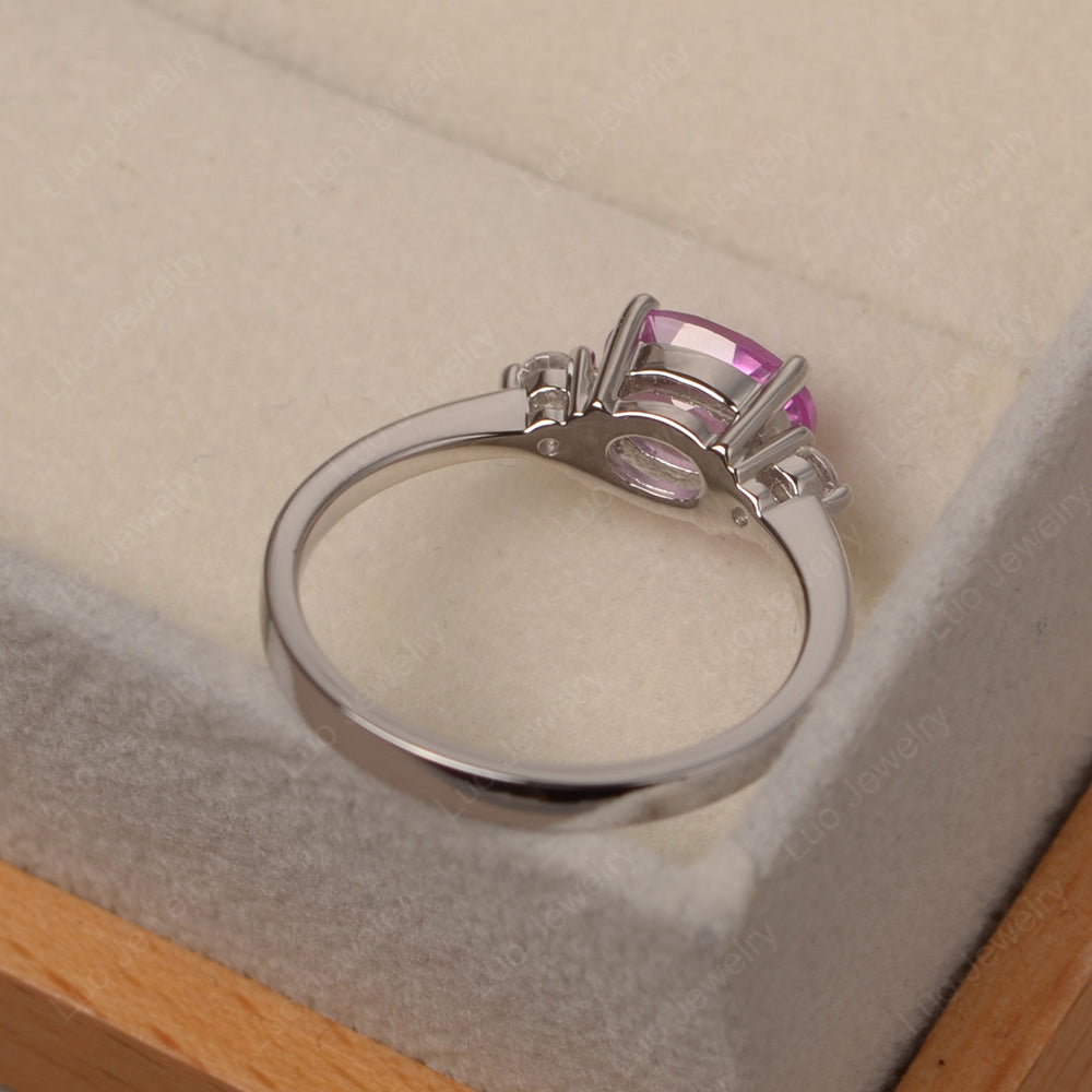 Oval Cut East West Pink Sapphire Engagement Ring - LUO Jewelry