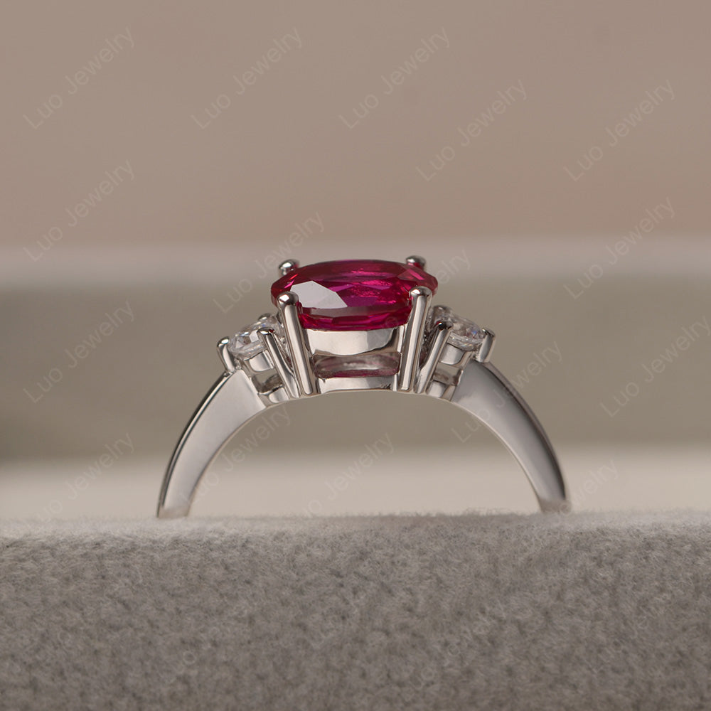 Oval Cut East West Ruby Engagement Ring - LUO Jewelry
