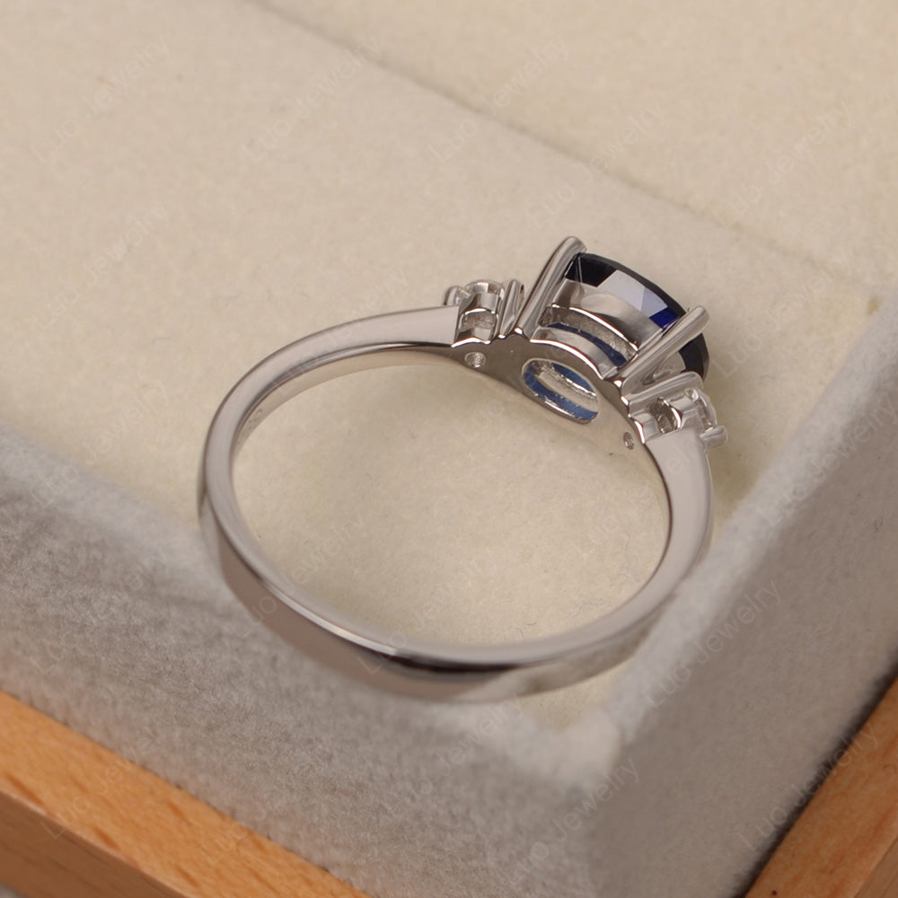 Oval Cut East West Lab Sapphire Engagement Ring - LUO Jewelry