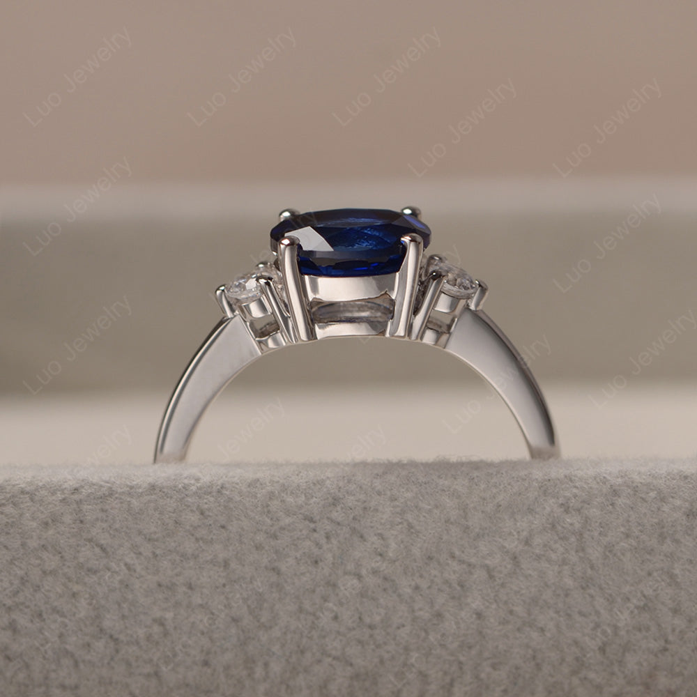 Oval Cut East West Lab Sapphire Engagement Ring - LUO Jewelry