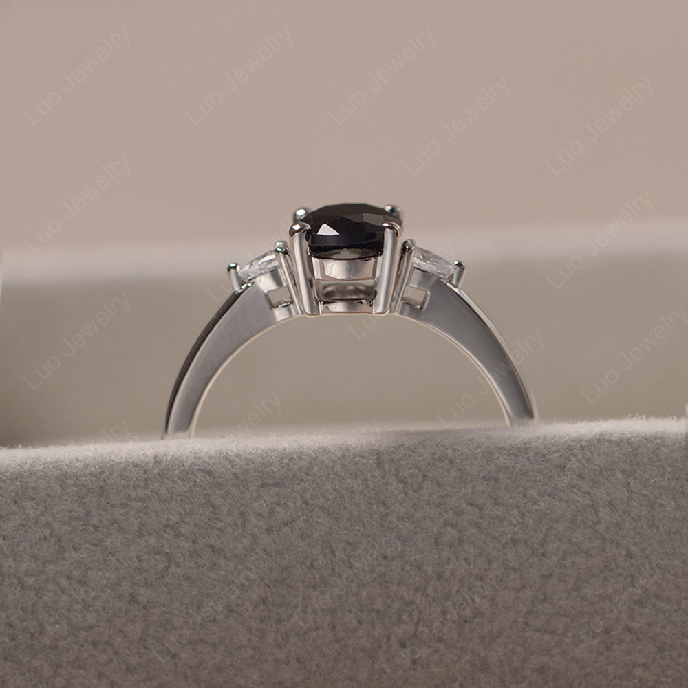 Simple Oval Cut Black Spinel Ring Yellow Gold - LUO Jewelry