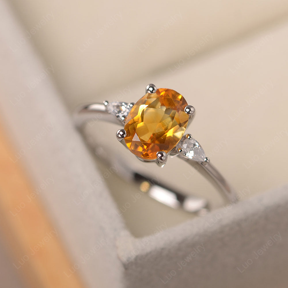 Simple Oval Cut Citrine Ring Yellow Gold - LUO Jewelry