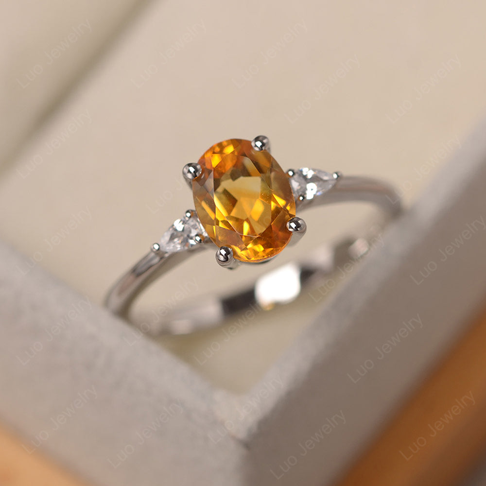 Simple Oval Cut Citrine Ring Yellow Gold - LUO Jewelry
