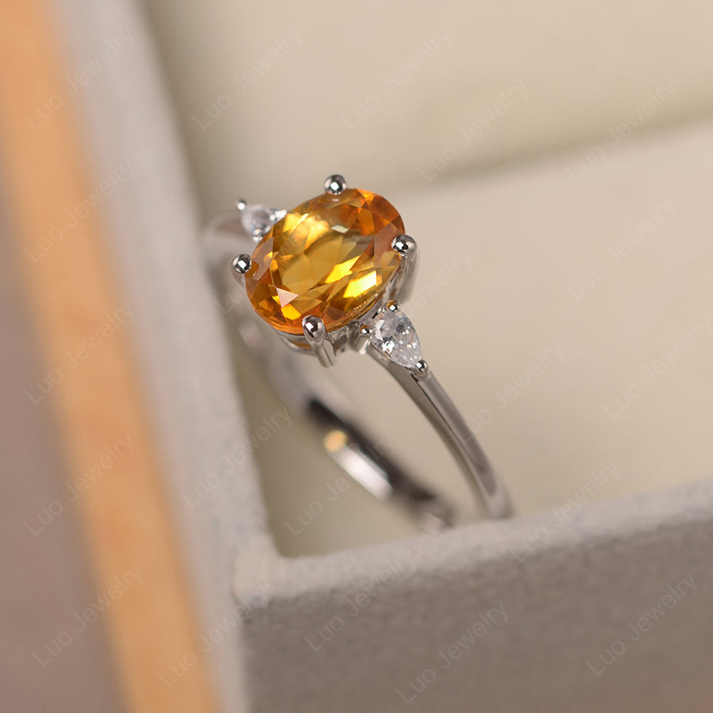 Simple Oval Cut Citrine Ring Yellow Gold - LUO Jewelry