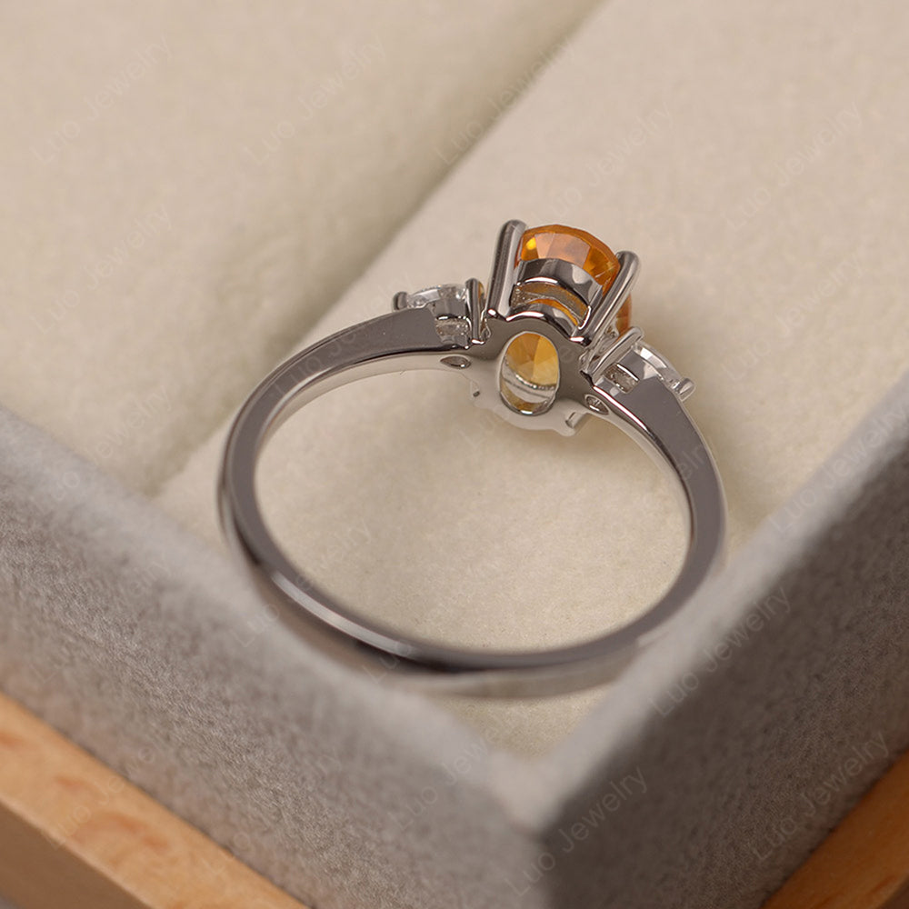 Simple Oval Cut Citrine Ring Yellow Gold - LUO Jewelry