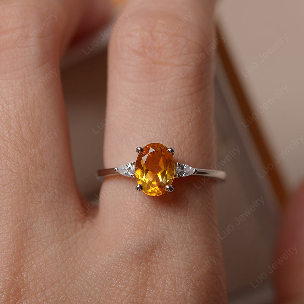 Simple Oval Cut Citrine Ring Yellow Gold - LUO Jewelry