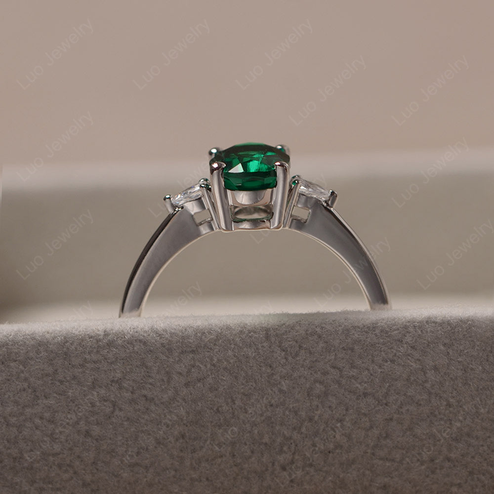 Simple Oval Cut Lab Emerald Ring Yellow Gold - LUO Jewelry