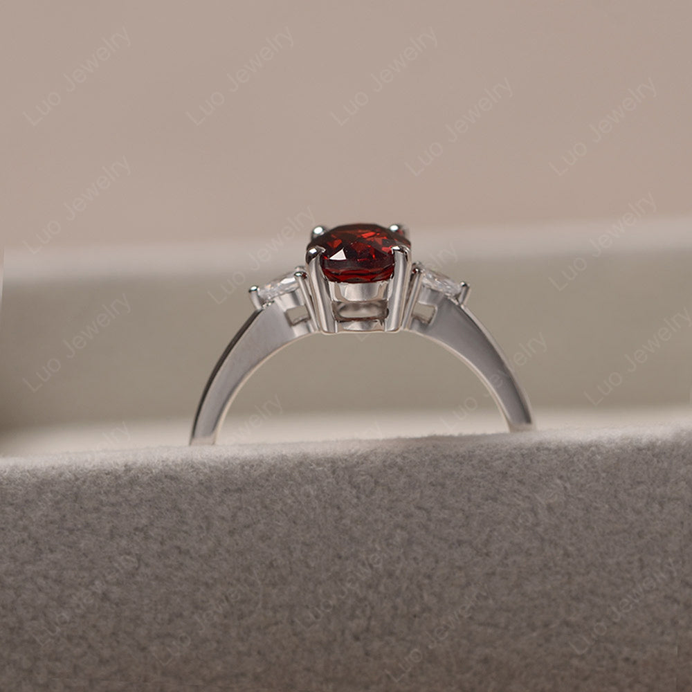 Simple Oval Cut Garnet Ring Yellow Gold - LUO Jewelry