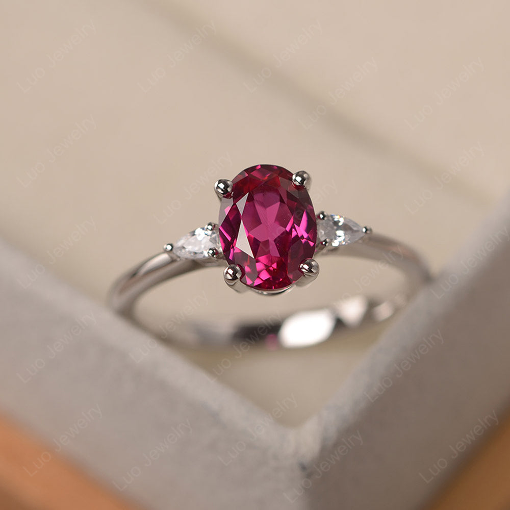 Simple Oval Cut Ruby Ring Yellow Gold - LUO Jewelry