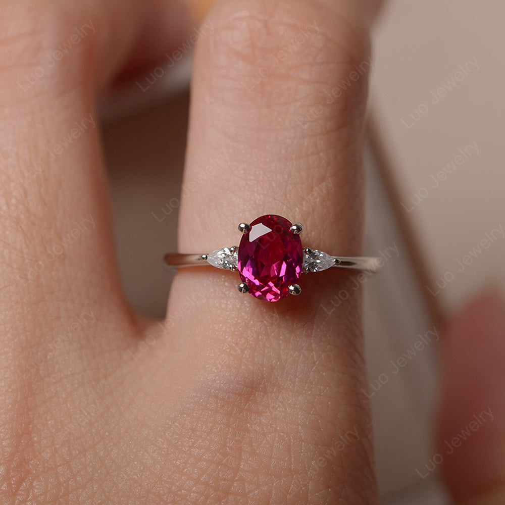 Simple Oval Cut Ruby Ring Yellow Gold - LUO Jewelry