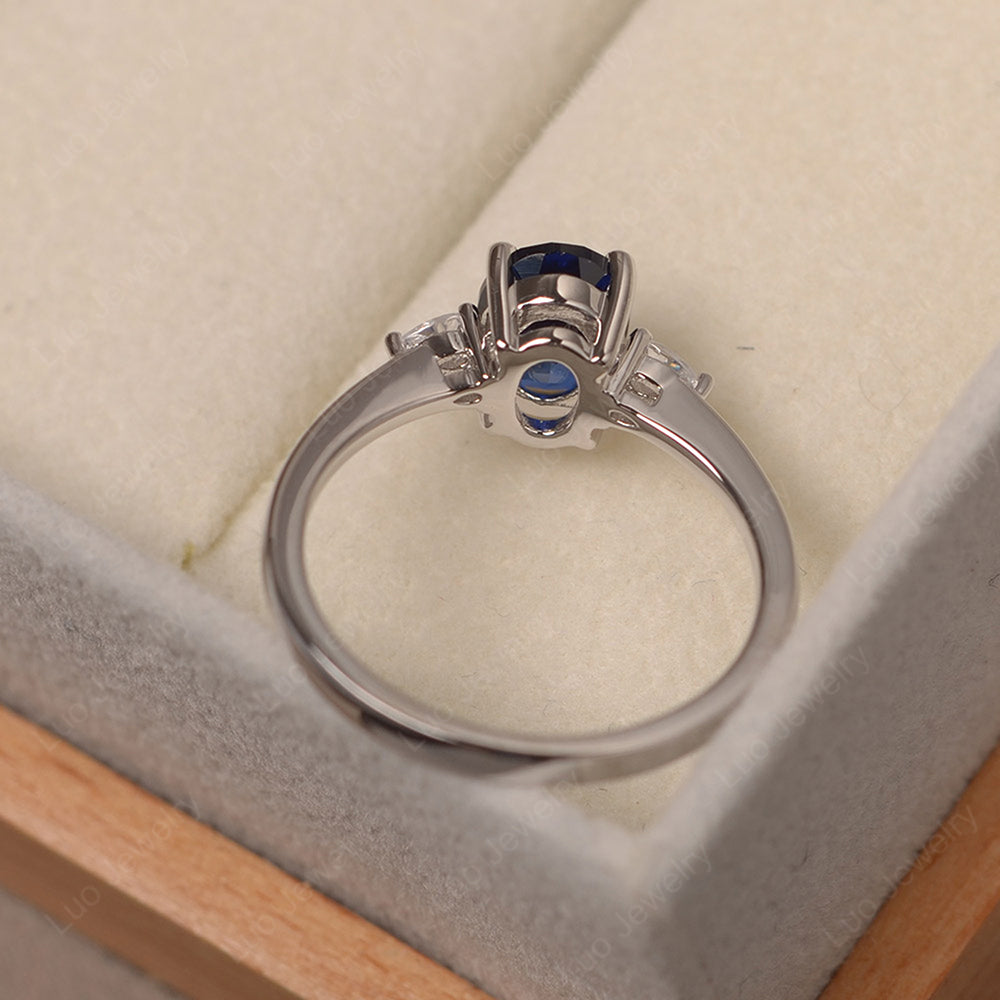 Simple Oval Cut Lab Sapphire Ring Yellow Gold - LUO Jewelry