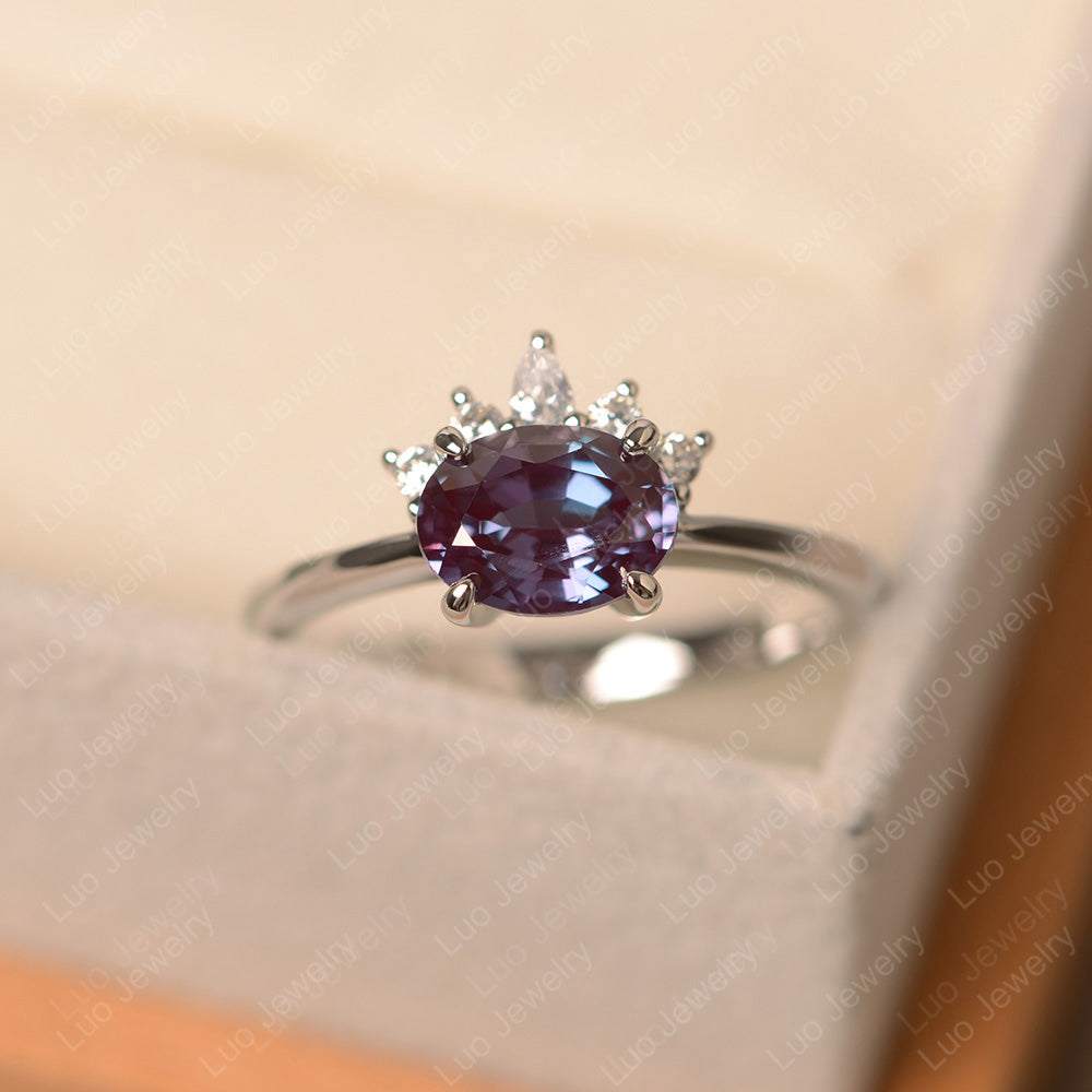 Vintage Alexandrite Ring East West Oval Cut Ring - LUO Jewelry