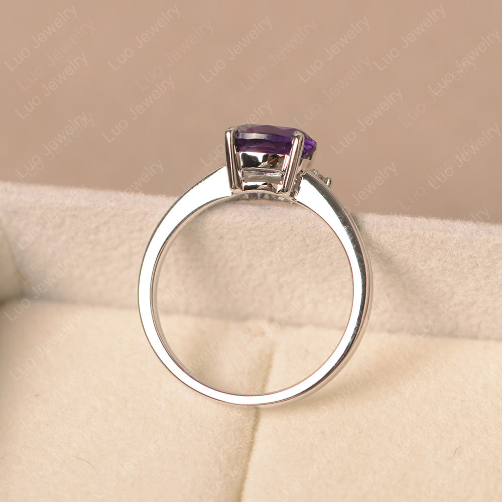 Vintage Amethyst Ring East West Oval Cut Ring - LUO Jewelry