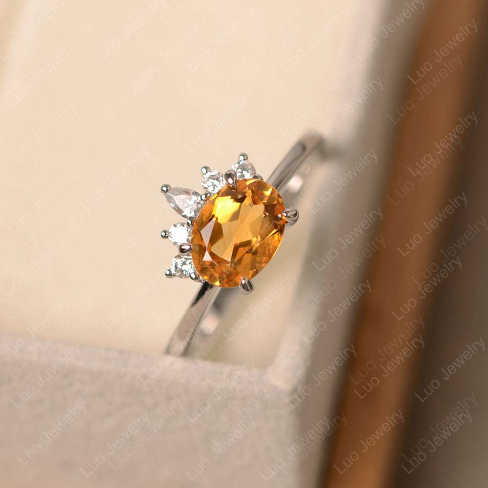 Vintage Citrine Ring East West Oval Cut Ring - LUO Jewelry