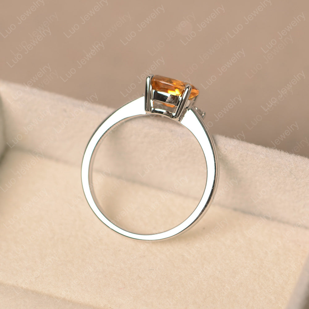 Vintage Citrine Ring East West Oval Cut Ring - LUO Jewelry