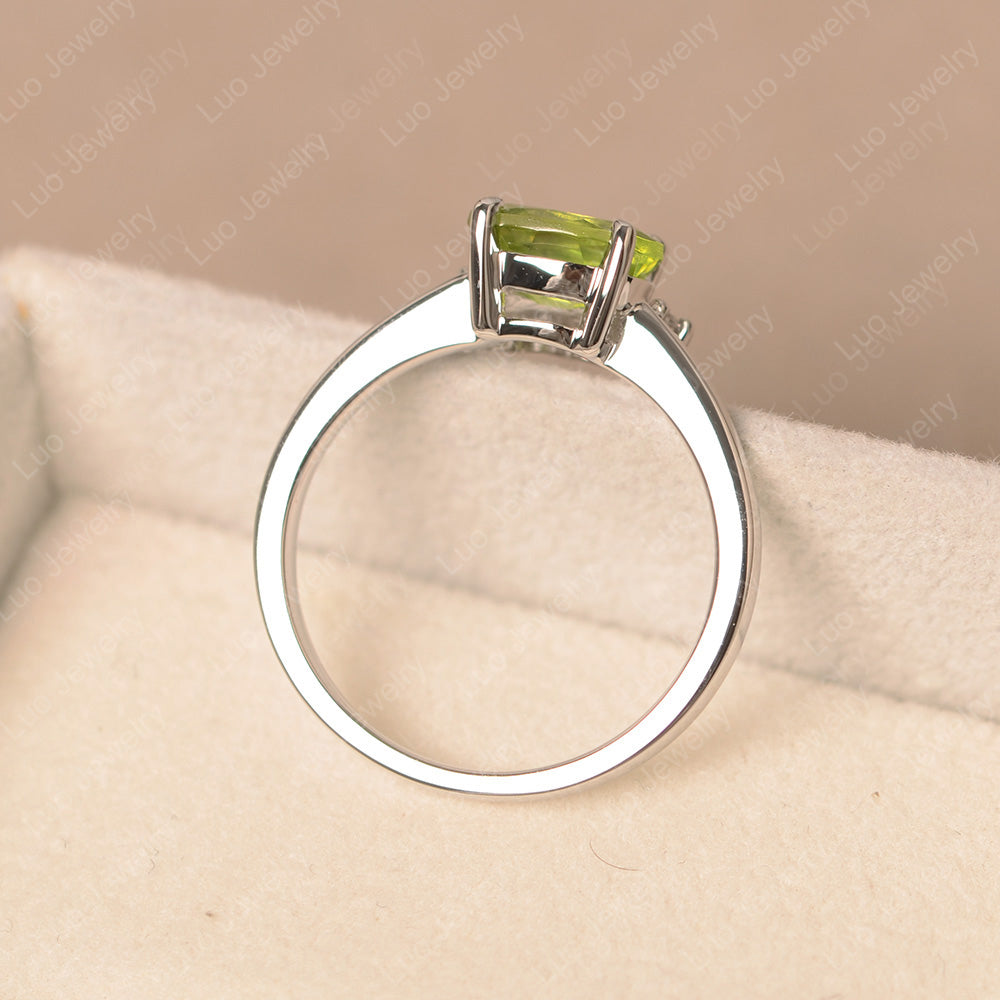 Vintage Peridot Ring East West Oval Cut Ring - LUO Jewelry