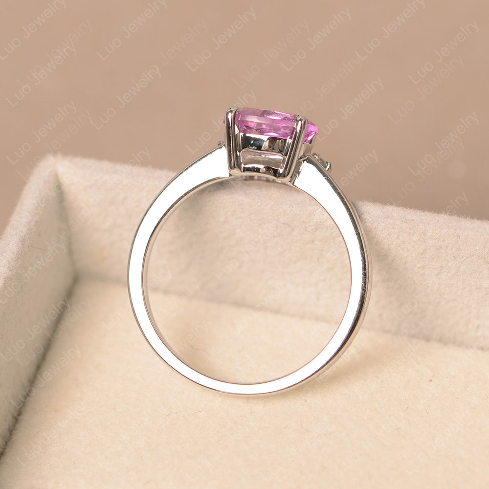 Vintage Pink Sapphire Ring East West Oval Cut Ring - LUO Jewelry