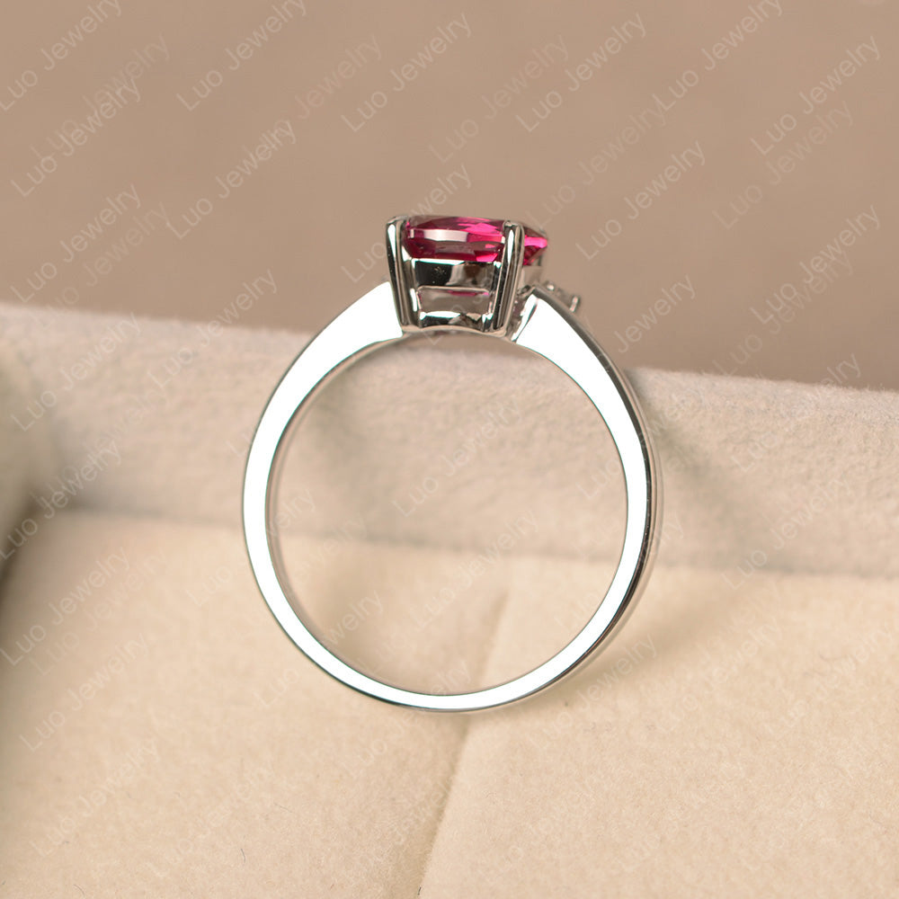 Vintage Ruby Ring East West Oval Cut Ring - LUO Jewelry