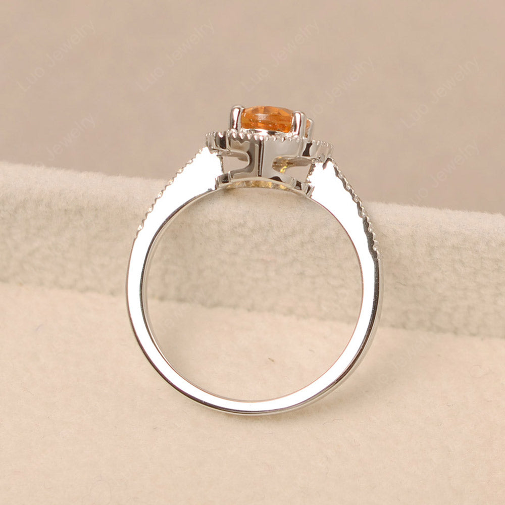 Citrine Ring Oval Cut Halo Engagement Ring - LUO Jewelry