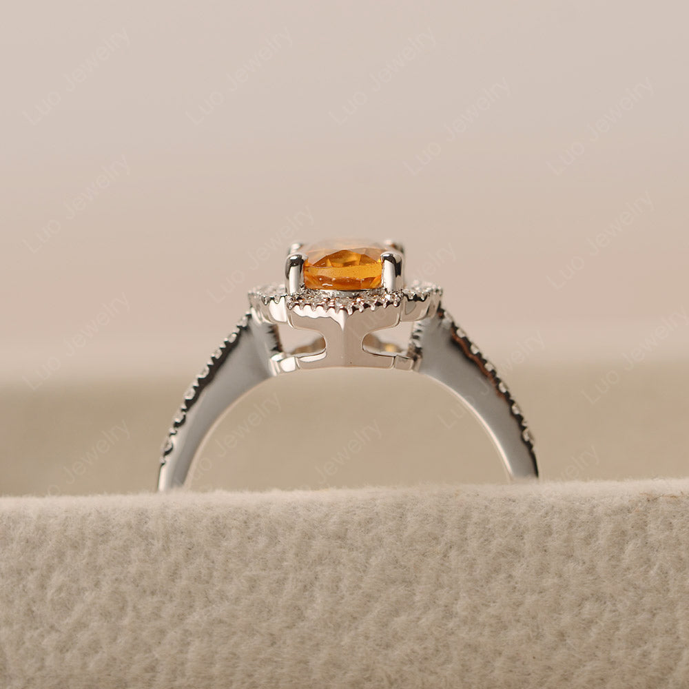 Citrine Ring Oval Cut Halo Engagement Ring - LUO Jewelry