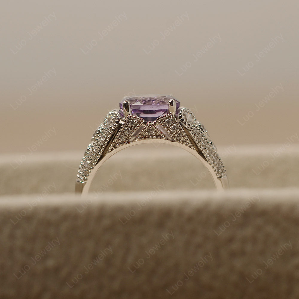 Vintage Horizontal Oval Cut Amethyst Ring - LUO Jewelry