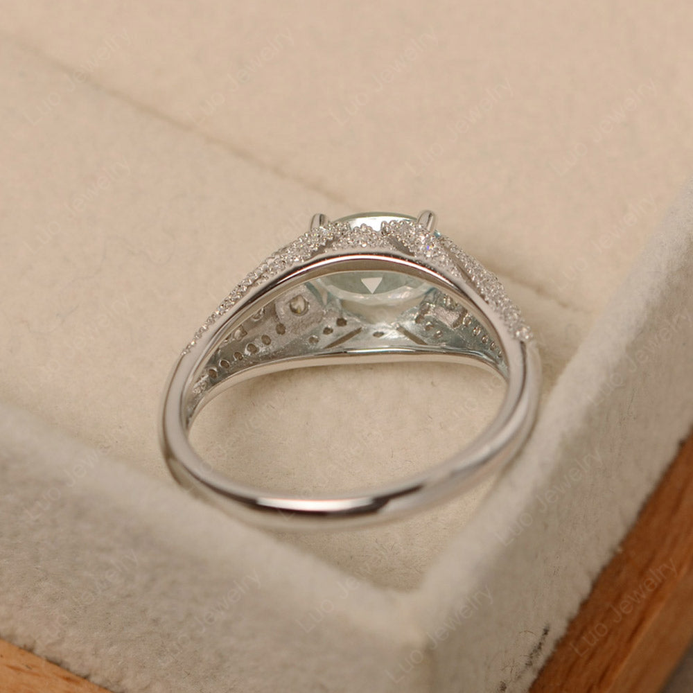 Vintage Horizontal Oval Cut Aquamarine Ring - LUO Jewelry