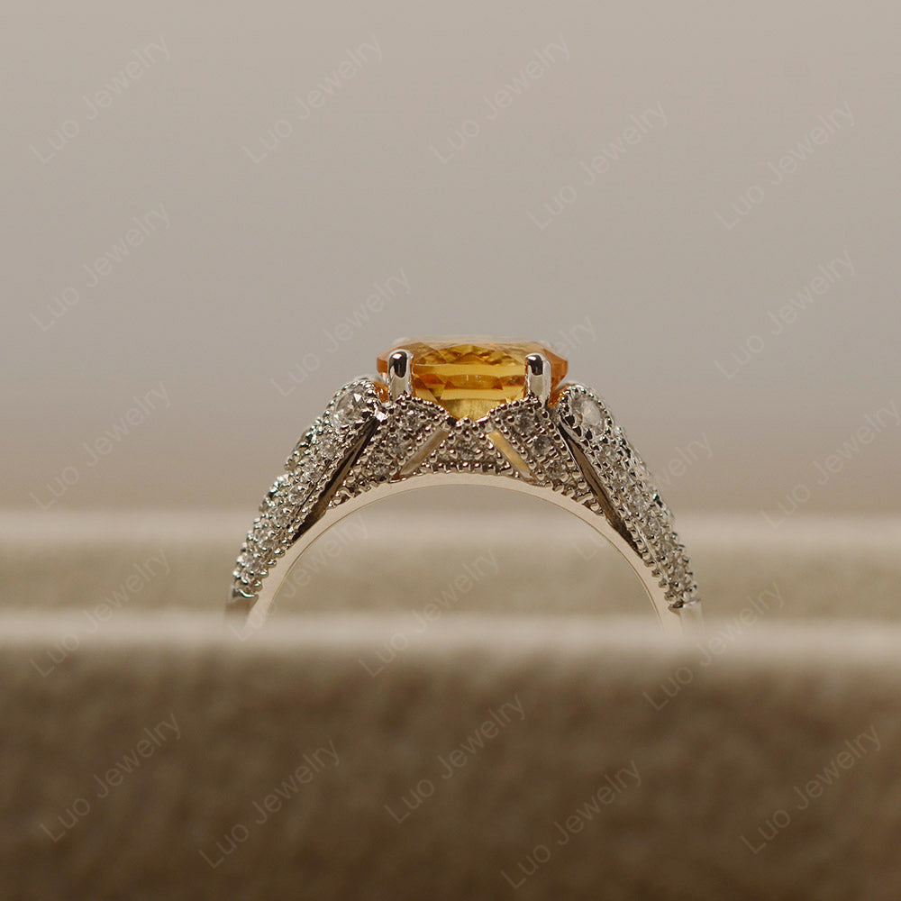 Vintage Horizontal Oval Cut Citrine Ring - LUO Jewelry