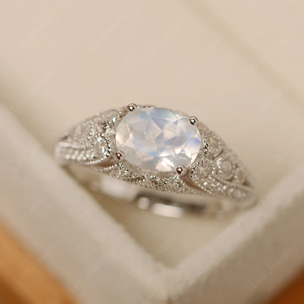 Vintage Horizontal Oval Cut Moonstone Ring - LUO Jewelry